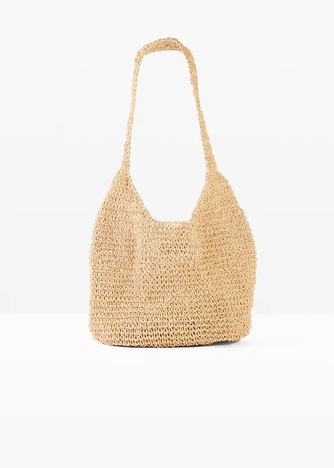 Strohshopper in beige von vorne - bonprix