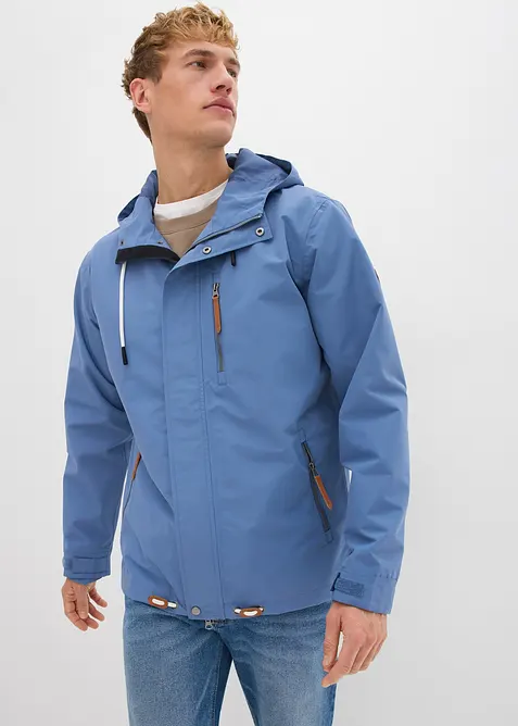 Wasserdichte Funktions-Jacke in blau von vorne (im Anschnitt) - bonprix