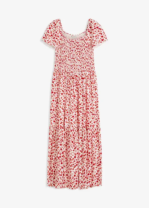 Maxikleid aus fließendem Viskose-Mix in weiß von vorne - bonprix