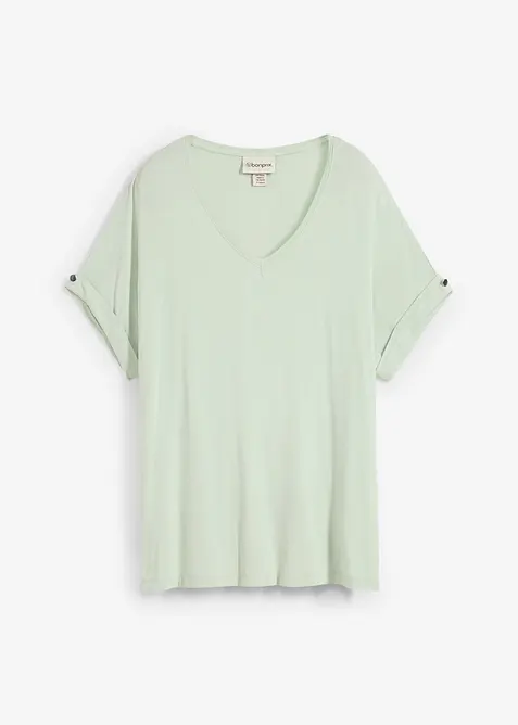 Shirt aus fließendem Viskose-Mix in grün von vorne - bonprix