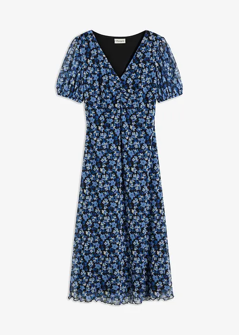 Midikleid aus Mesh in blau von vorne - bonprix