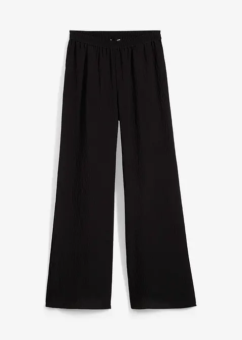 Hose aus strukturiertem Crinkle-Viskose-Mix in schwarz von vorne - bonprix