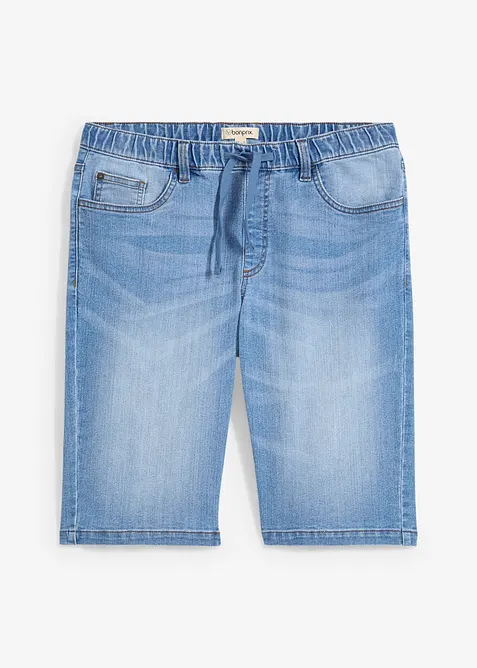 Leichte Long-Sweatjeans-Bermuda, Regular Fit in blau von vorne - bonprix