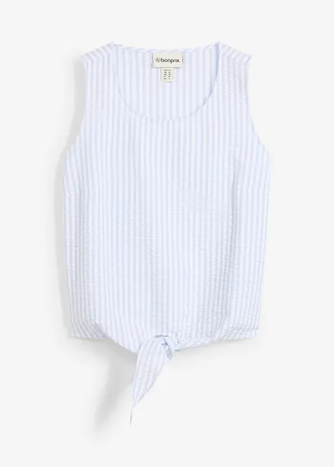 Blusenshirt aus reiner Baumwolle in blau von vorne - bonprix