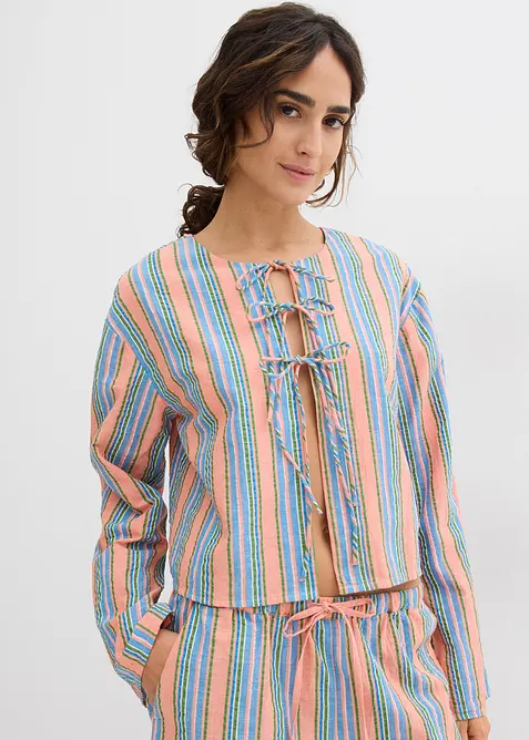 Bluse aus reiner Baumwolle in weiß von vorne (im Anschnitt) - bonprix