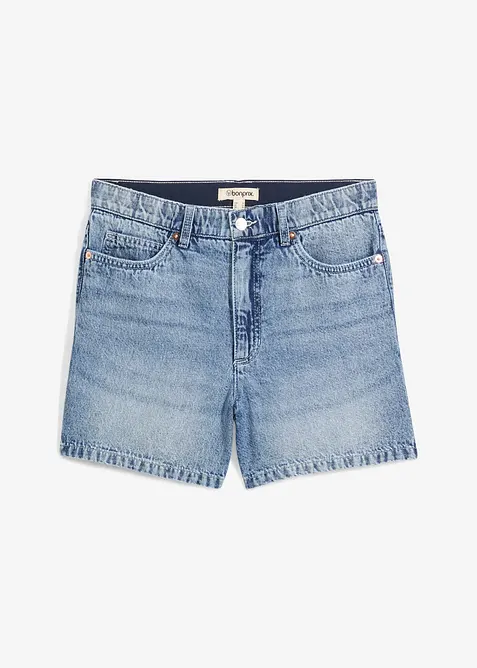 Jeans-Shorts High Waist, Low Stretch in blau von vorne - bonprix