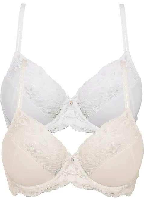 BH mit feiner Spitze (2er Pack) in rosa von vorne - bonprix