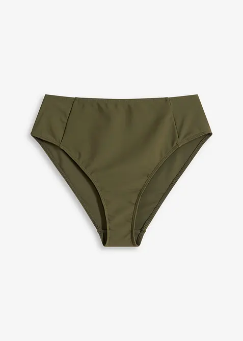 Highwaist-Bikinihose mit hohem Beinausschnitt in grün von vorne - bonprix