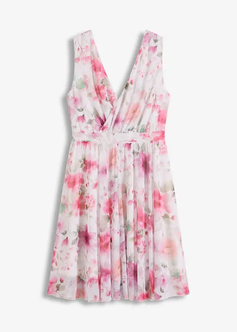 Minikleid aus Mesh in weiß von vorne - bonprix