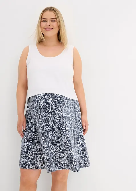 2-in-1 Umstands- und Stillkleid aus Bio-Baumwolljersey in weiß von vorne (Totalaufnahme) - bonprix