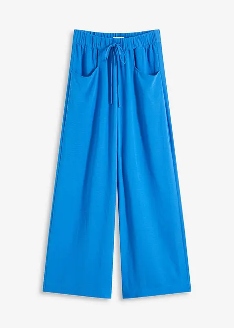 Marlenehose aus leichtem Crêpe in blau von vorne - bonprix