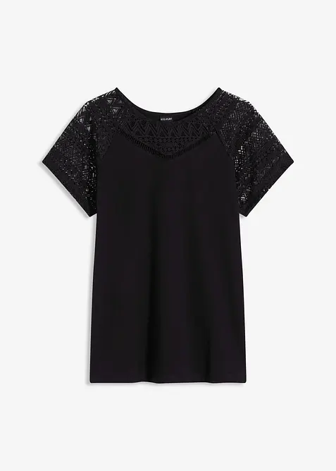 Shirt aus Baumwolle in schwarz von vorne - bonprix