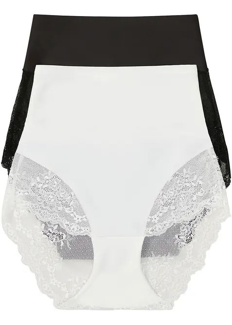Medium Lasercut Shape Panty (2er Pack) in weiß von vorne - bonprix