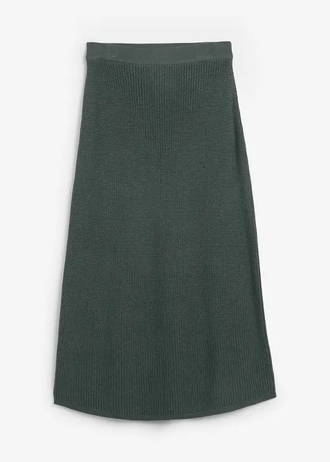 Ausgestellter Strickrock in grün von vorne - bonprix
