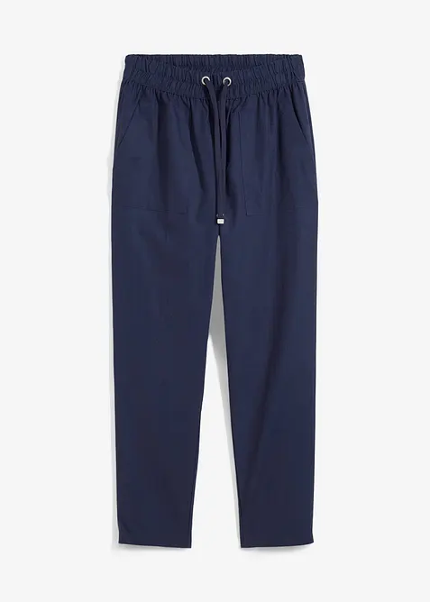 Schlupfhose aus luftigem Leinen-Baumwoll-Mix in blau von vorne - bonprix