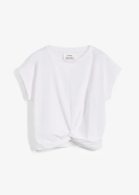 Kurzes T-Shirt aus reiner Bio-Baumwolle in weiß von vorne - bonprix