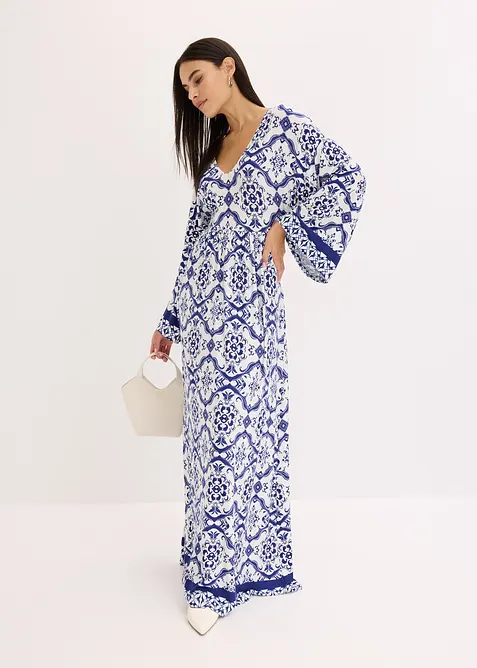 Maxikleid aus softem Viskose-Mix in weiß im Look von vorne (Totalaufnahme) - bonprix
