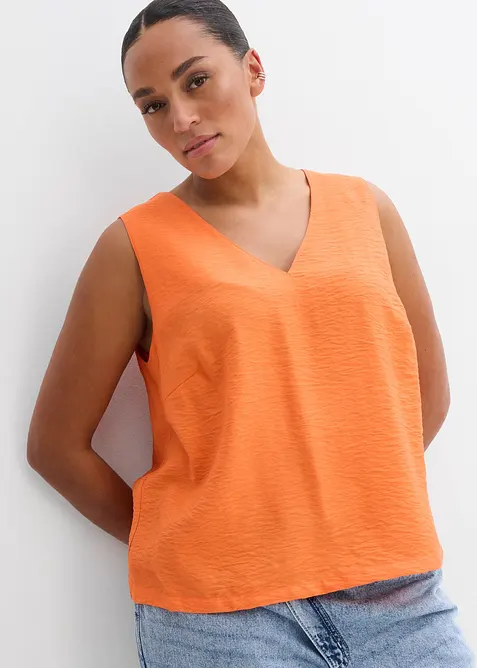 Blusentop aus softem Viskose-Mix in orange von vorne (im Anschnitt) - bonprix