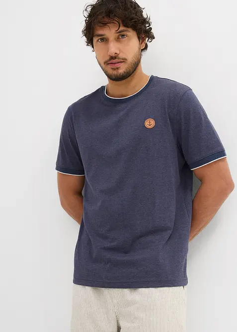 T-Shirt in Regular Fit in blau von vorne (im Anschnitt) - bonprix