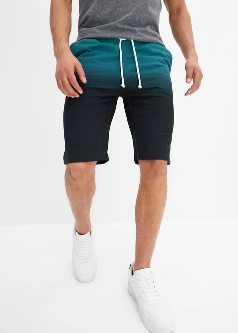 Sweat-Bermuda mit Farbverlauf in petrol von vorne - bonprix