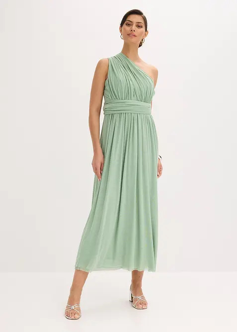 Maxikleid aus Mesh mit Tragevarianten in grün im Look von vorne (Totalaufnahme) - bonprix