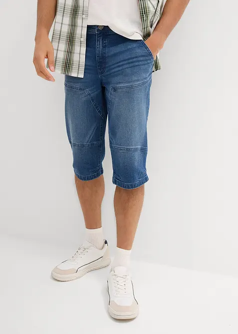 Long-Jeans-Bermuda, Regular Fit in blau von vorne - bonprix