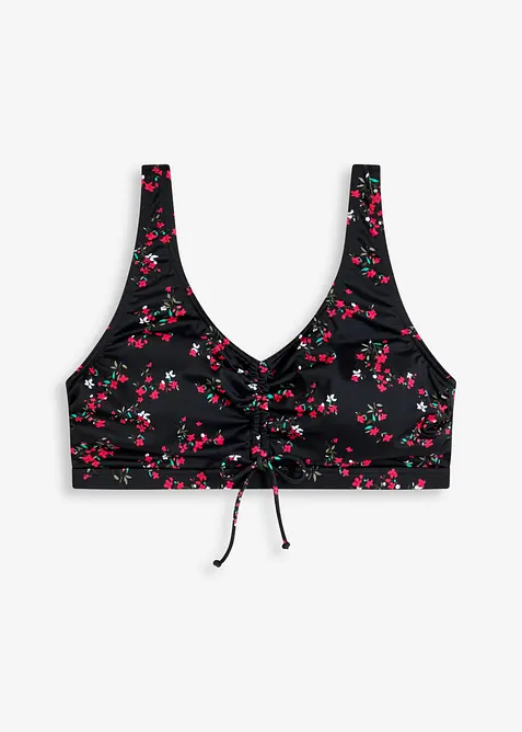 Bustier-Bikinioberteil mit Schnürung in schwarz von vorne - bonprix