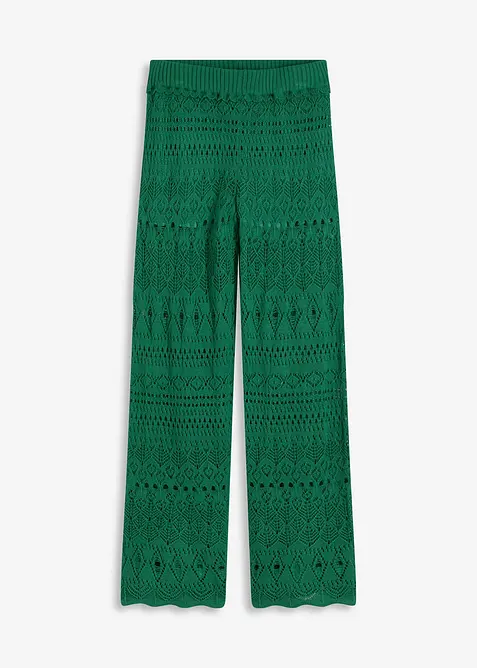 Schlupfhose mit Lochstrickmuster in grün von vorne - bonprix
