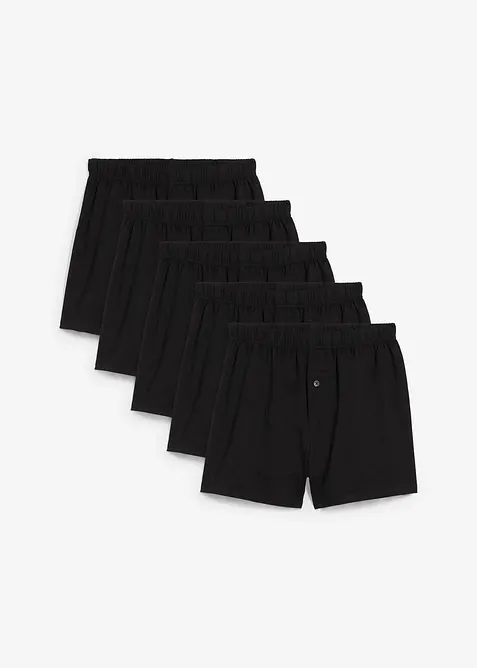 Boxershorts (5er Pack) mit Bio-Baumwolle in schwarz von vorne - bonprix