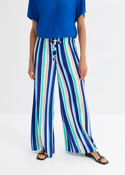 Marlenehose aus feiner Viskose in blau von vorne - bonprix