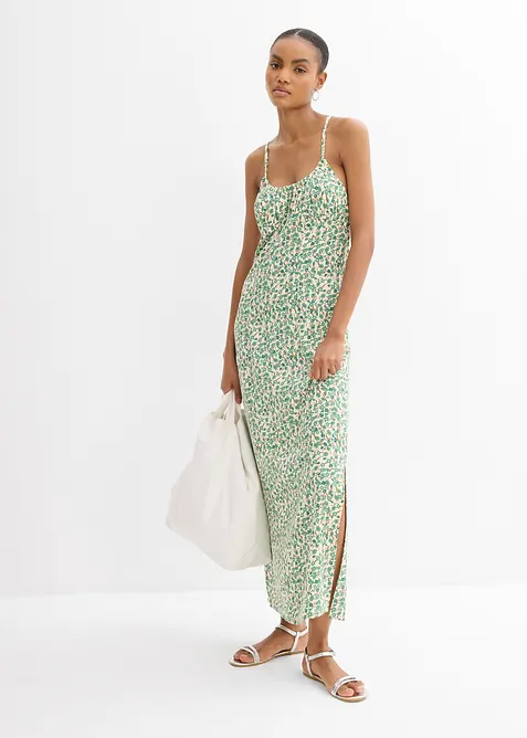 Trägerkleid aus fließender Viskose in grün im Look von vorne (Totalaufnahme) - bonprix