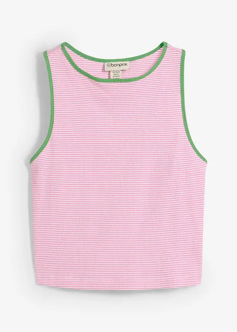 Ripp-Croptop aus reiner Bio-Baumwolle in weiß von vorne - bonprix