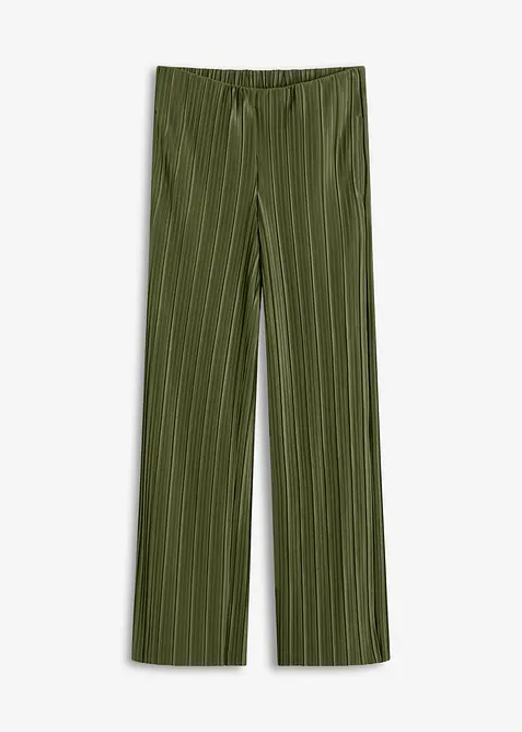 Jersey-Hose mit Plissee in grün von vorne - bonprix