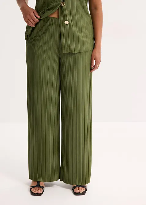 Jersey-Hose mit Plissee in grün von vorne - bonprix