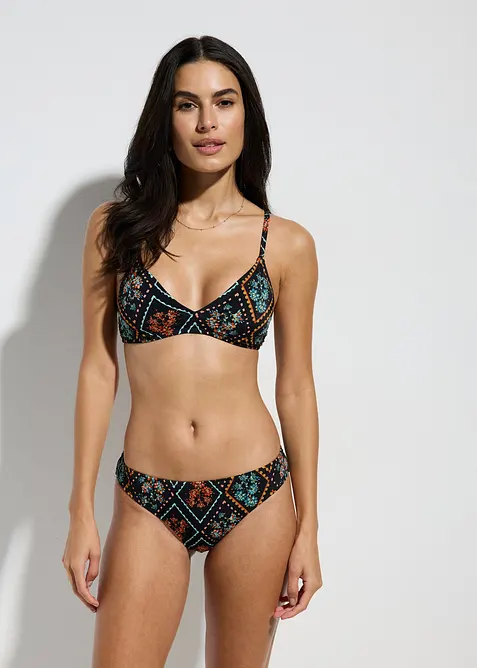 Bikini mit Hipster Bikinihose (2-tlg.Set) in schwarz von vorne (Totalaufnahme) - bonprix