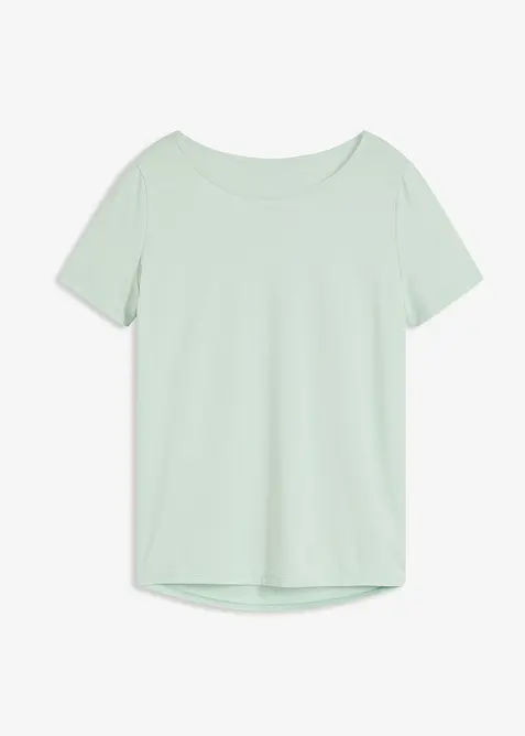 Langes Sport-Shirt mit Rückenausschnitt in grün von vorne - bonprix