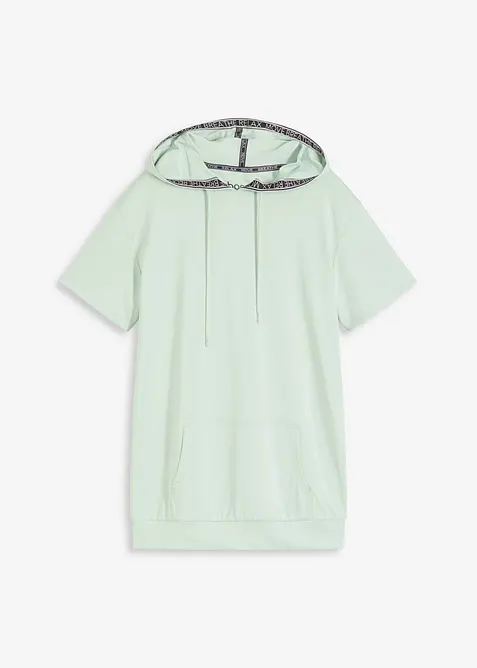 Oversized Sport-Shirt mit Kapuze, schnelltrocknend in grün von vorne - bonprix
