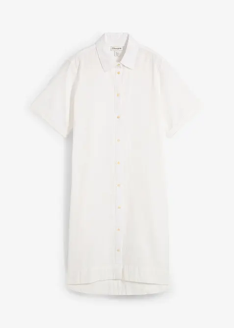 Hemdblusenkleid aus reiner Baumwolle in weiß von vorne - bonprix