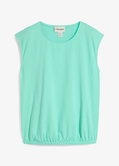 Shirt mit elastischem Bündchen in grün von vorne - bonprix