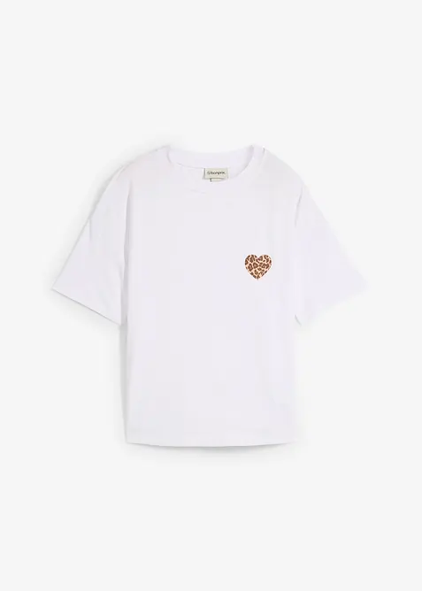 Verkürztes Shirt aus elastischem Viskose-Mix in weiß von vorne - bonprix