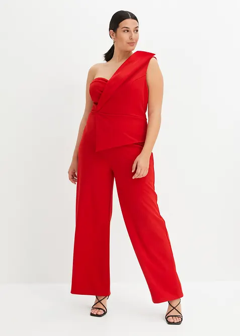 Overall aus strukturiertem Crepe in rot von vorne (Totalaufnahme) - bonprix
