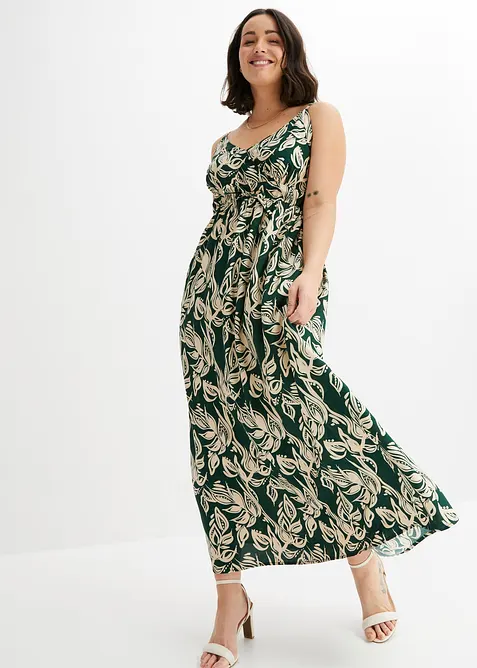 Maxikleid aus fließender Viskose in grün von vorne (Totalaufnahme) - bonprix