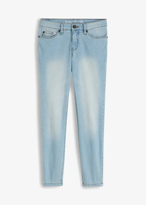Skinny-Jeans, Mid Waist, cropped in blau von vorne - bonprix