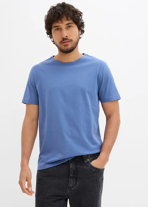 T-Shirt in Regular Fit (5er Pack) in grau von vorne (im Anschnitt) - bonprix