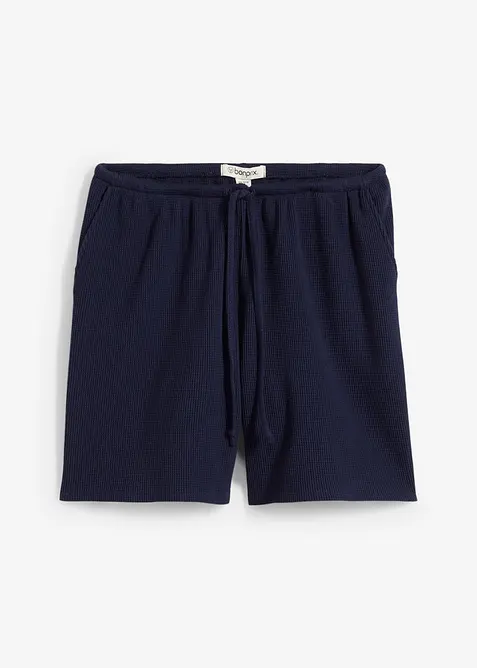Strukturshorts aus reiner Baumwolle in blau von vorne - bonprix