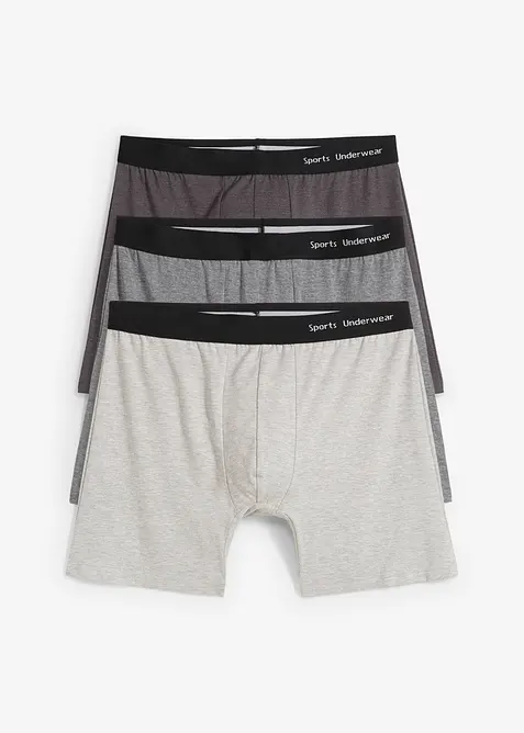 Boxershorts eng, mittellang mit Baumwolle (3er Pack) in grau - bonprix