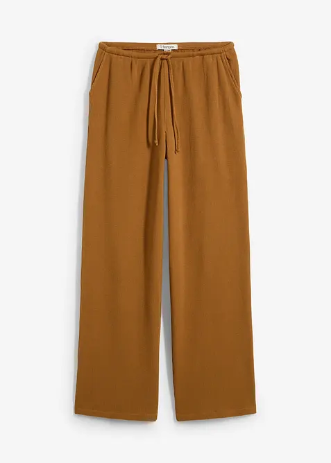 Strukturhose aus reiner Baumwolle in braun von vorne - bonprix