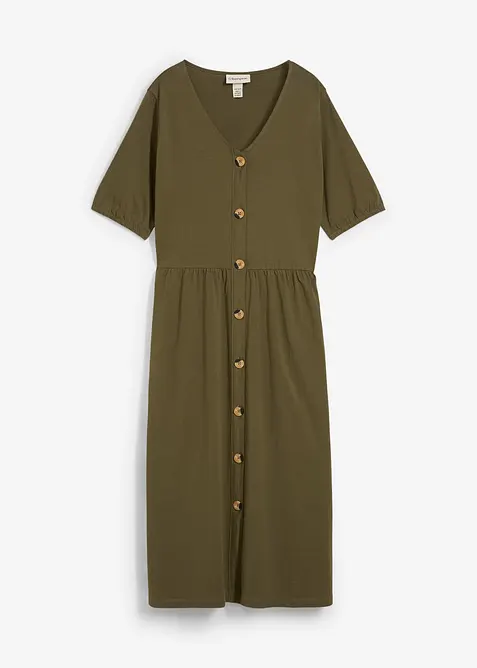 Midikleid aus reiner Baumwolle in grün von vorne - bonprix