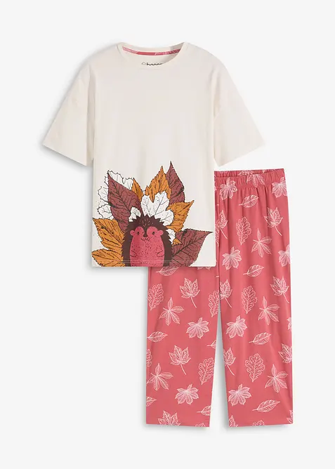 Capri-Pyjama aus reiner Bio-Baumwolle in weiß von vorne - bonprix