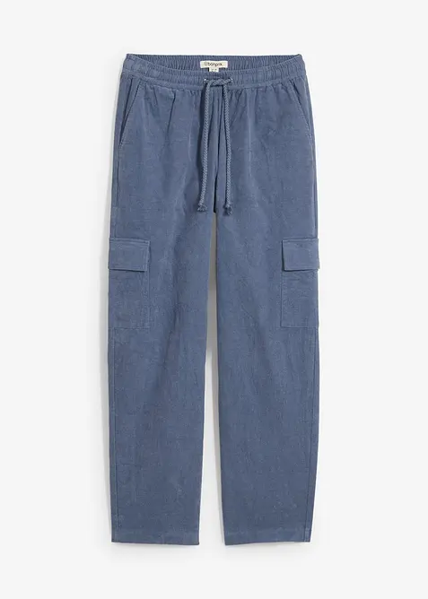 Cordhose im Barrel-Shape in blau von vorne - bonprix